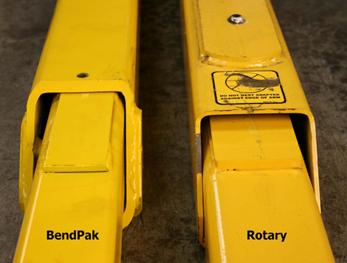 Detalles de Construcción de Brazos de los elevadores de autos BendPak y Rotary